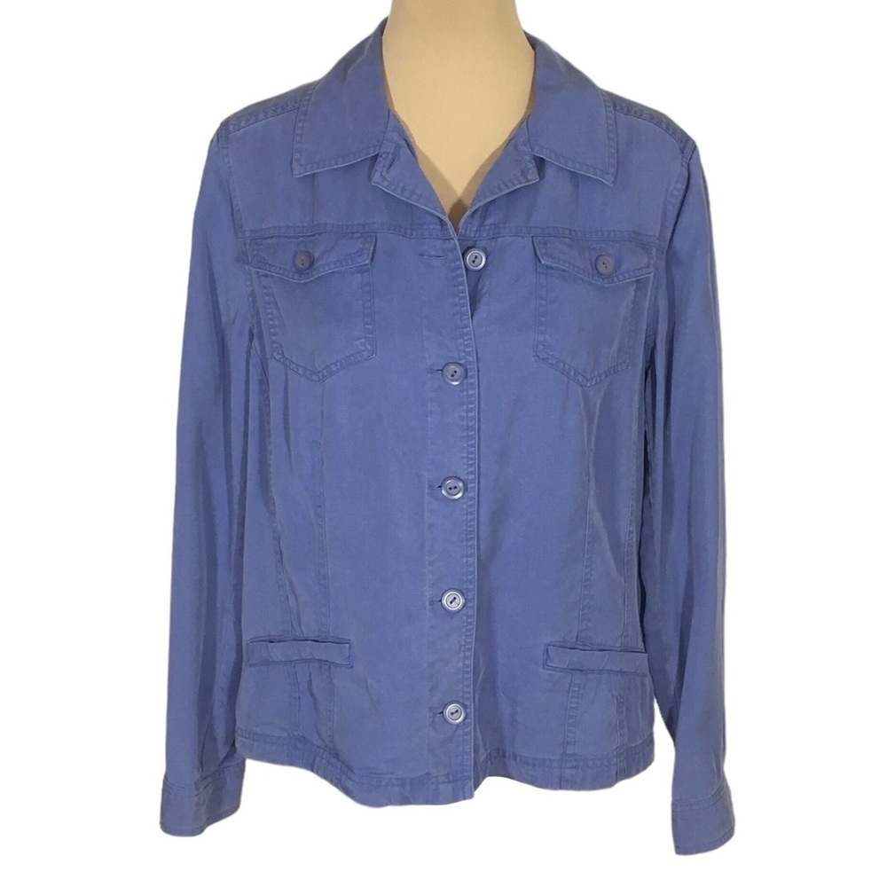 JM Collection | Blue Lightweight Jacket, 14 Petite